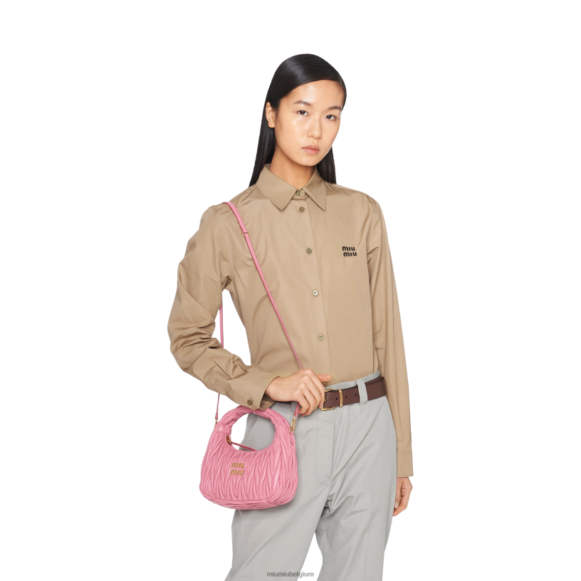 Miu Miu begonia rozedwaal matelasse mini hobo tas van nappaleer N8F6L1 verzameling