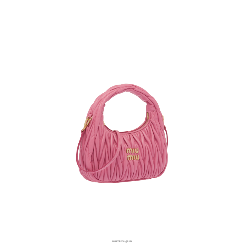 Miu Miu begonia rozedwaal matelasse mini hobo tas van nappaleer N8F6L1 verzameling
