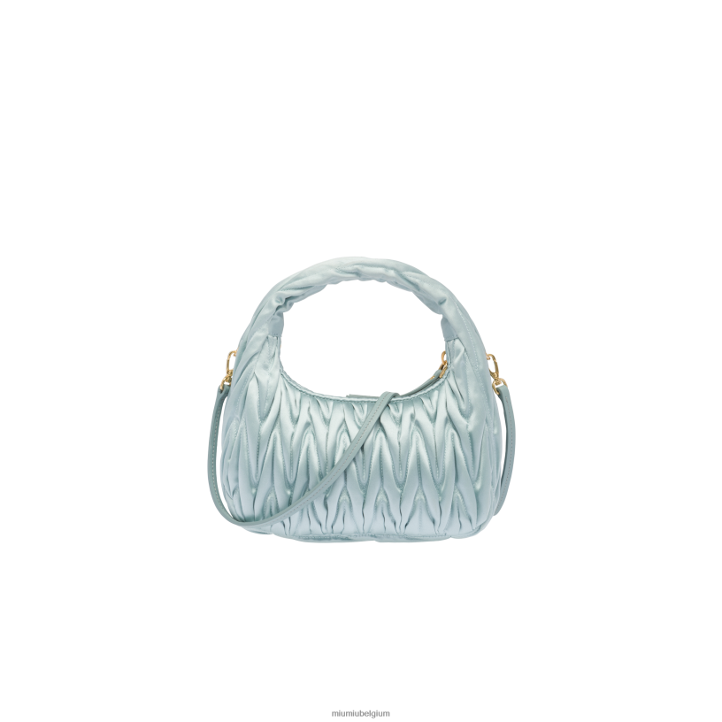 Miu Miu blauw meerWander Matelasse satijnen mini hobo tas N8F6L10 verzameling