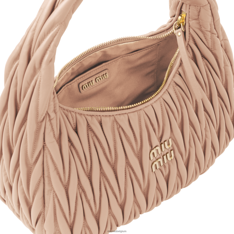 Miu Miu cameodwaal gematelasseerde nappa lederen hobo tas N8F6L31 verzameling