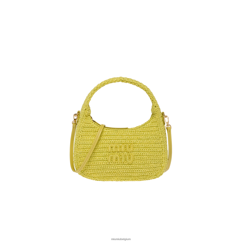 Miu Miu citroengeelgehaakte hobo tas N8F6L18 verzameling