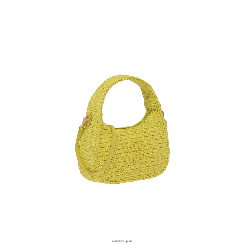 Miu Miu citroengeelgehaakte hobo tas N8F6L18 verzameling