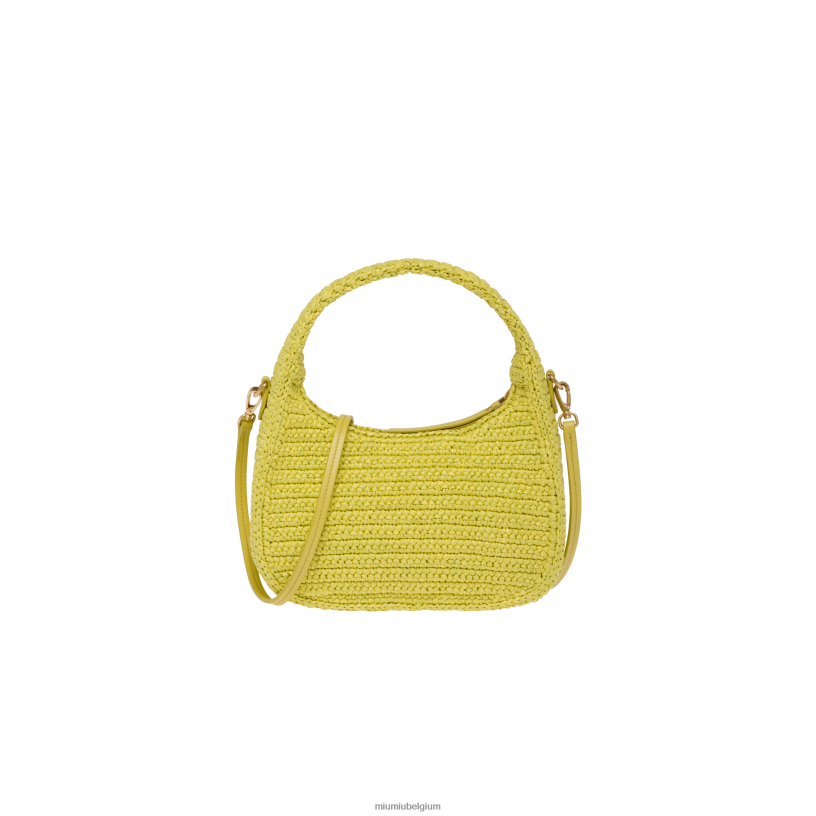 Miu Miu citroengeelgehaakte hobo tas N8F6L18 verzameling