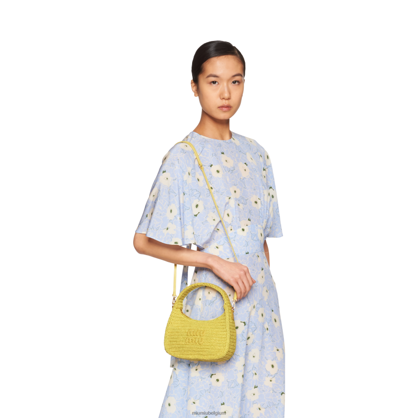 Miu Miu citroengeelgehaakte hobo tas N8F6L18 verzameling