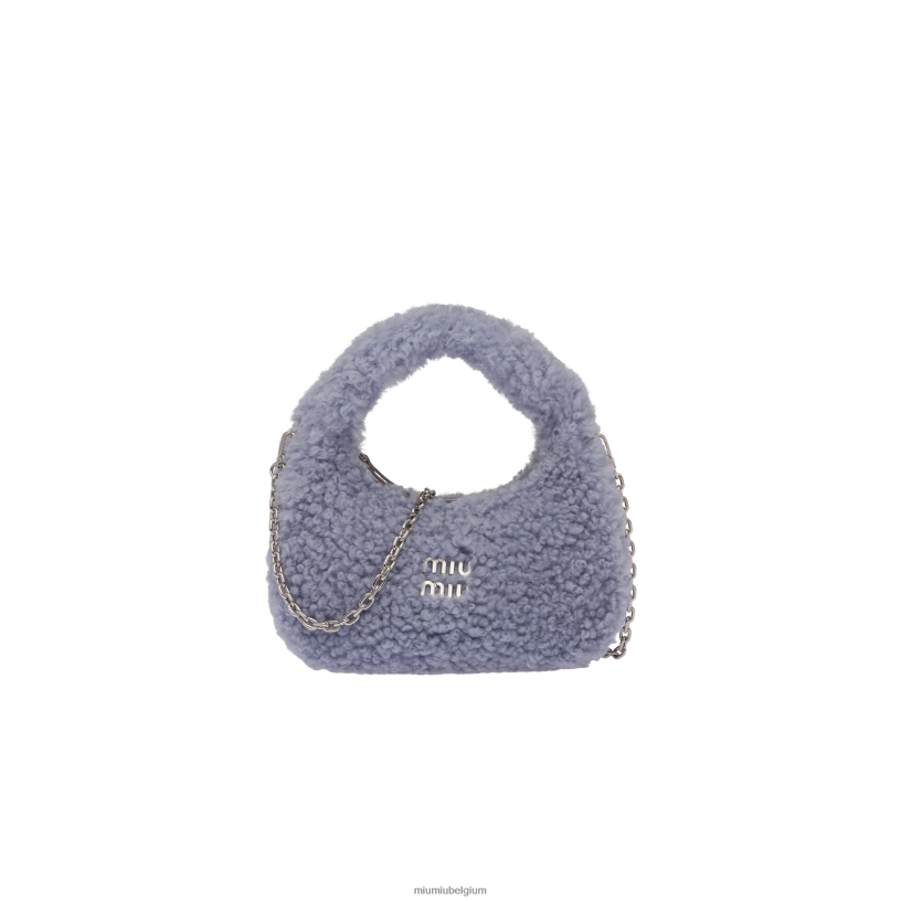 Miu Miu liladwalen shearling mini hobo tas N8F6L12 verzameling