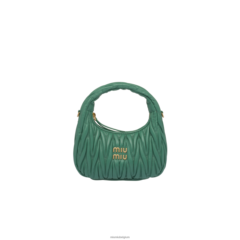 Miu Miu salie groendwaal matelasse mini hobo tas van nappaleer N8F6L14 verzameling