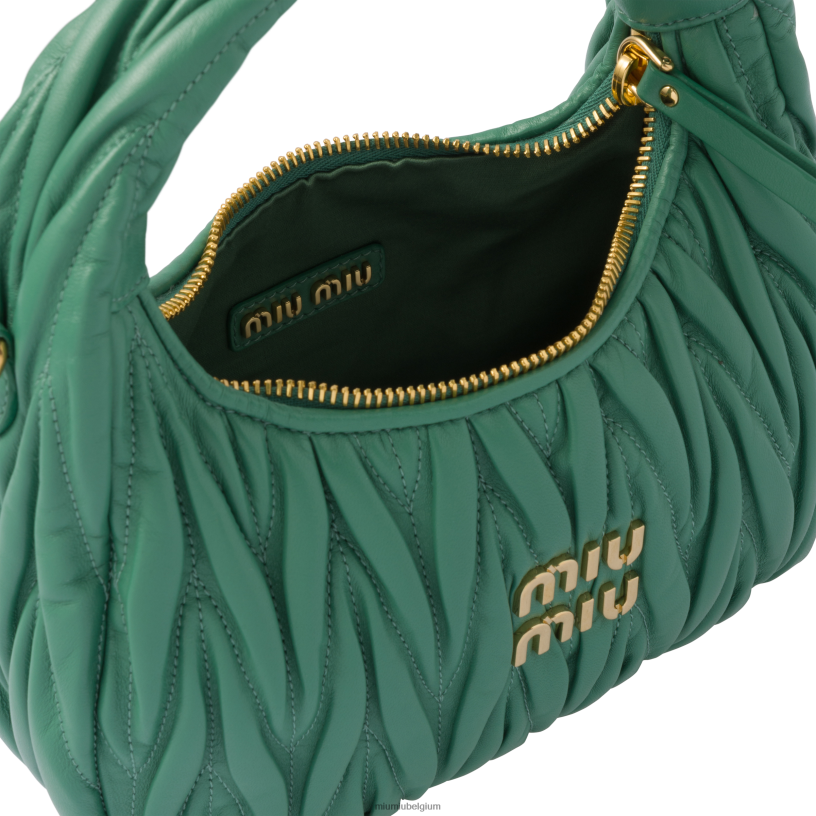 Miu Miu salie groendwaal matelasse mini hobo tas van nappaleer N8F6L14 verzameling