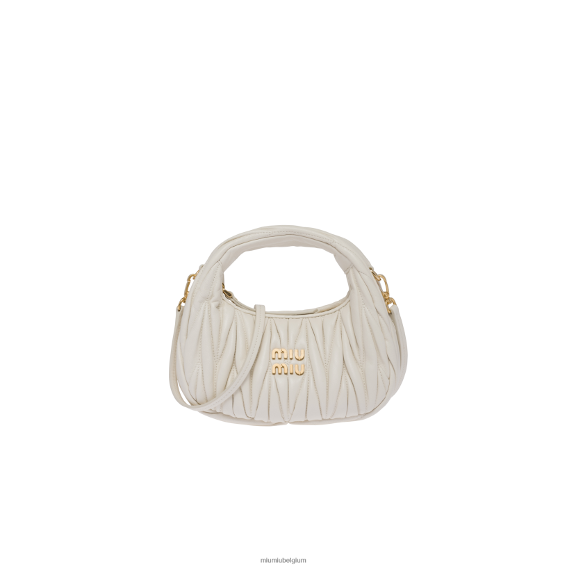 Miu Miu witdwaal gematelasseerd nappaleer hobo mini-tas N8F6L27 verzameling