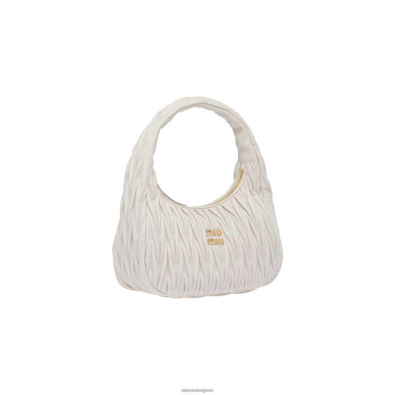 Miu Miu witdwaal gematelasseerde nappa lederen hobo tas N8F6L32 verzameling