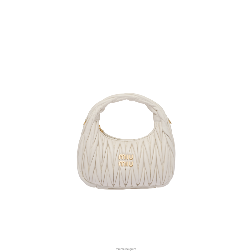 Miu Miu witdwaal matelasse mini hobo tas van nappaleer N8F6L15 verzameling