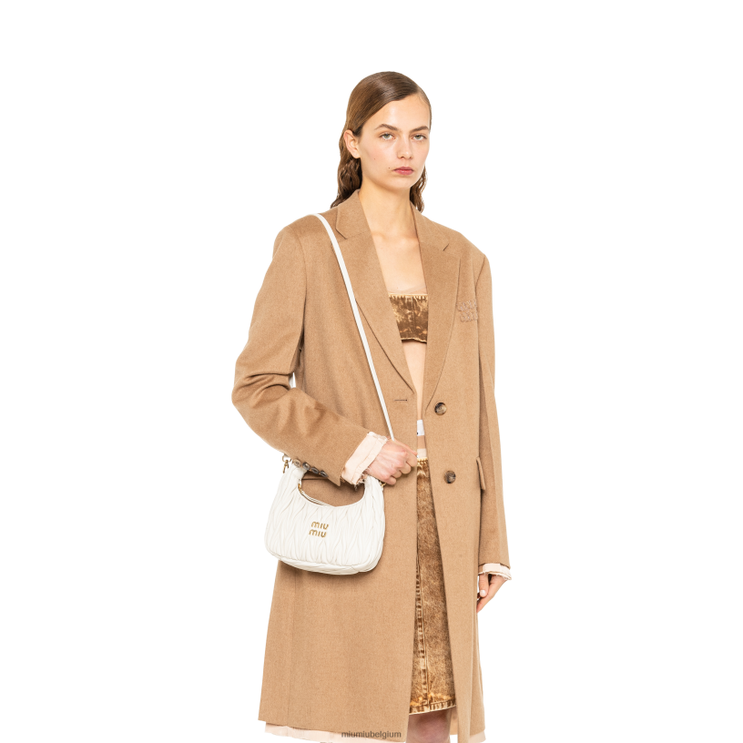 Miu Miu witdwaal matelasse mini hobo tas van nappaleer N8F6L15 verzameling