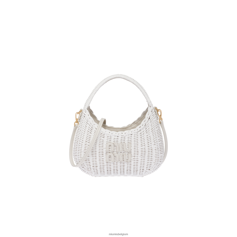 Miu Miu witdwaal rieten handtas N8F6L22 verzameling