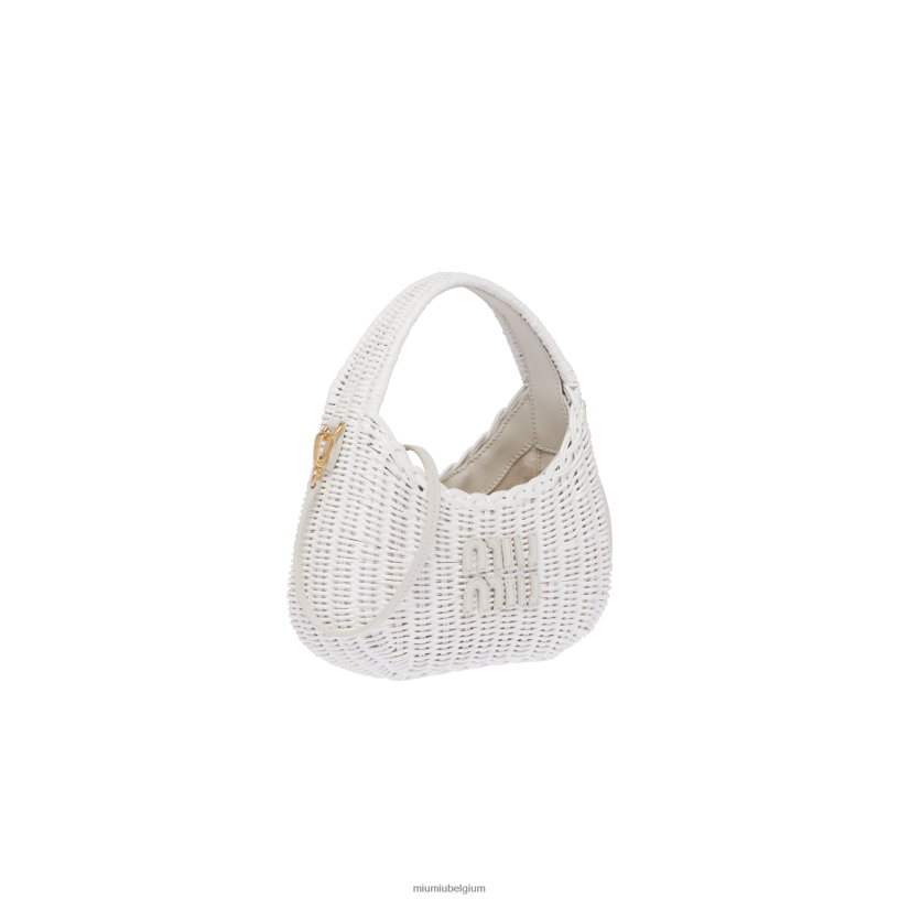 Miu Miu witdwaal rieten handtas N8F6L22 verzameling