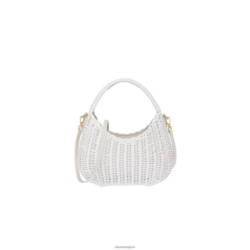 Miu Miu witdwaal rieten handtas N8F6L22 verzameling