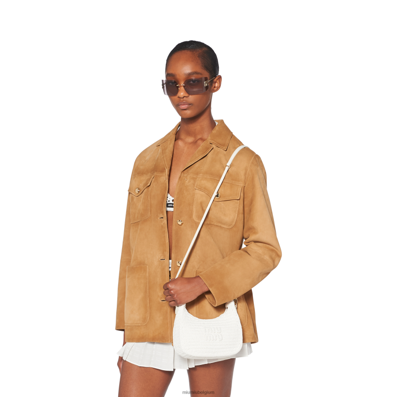 Miu Miu witgehaakte hobo tas N8F6L21 verzameling