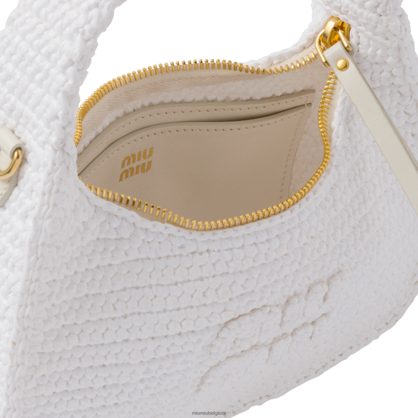 Miu Miu witgehaakte hobo tas N8F6L21 verzameling