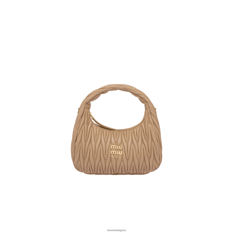 Miu Miu zandbeigedwaal gematelasseerde nappa lederen hobo tas N8F6L25 verzameling