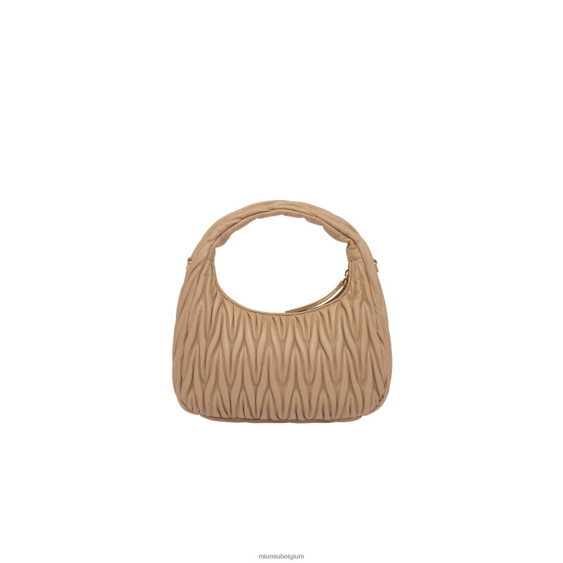 Miu Miu zandbeigedwaal gematelasseerde nappa lederen hobo tas N8F6L25 verzameling