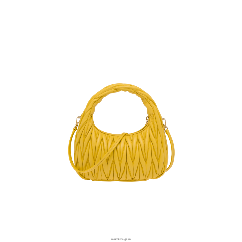 Miu Miu zonnig geeldwaal matelasse mini hobo tas van nappaleer N8F6L2 verzameling