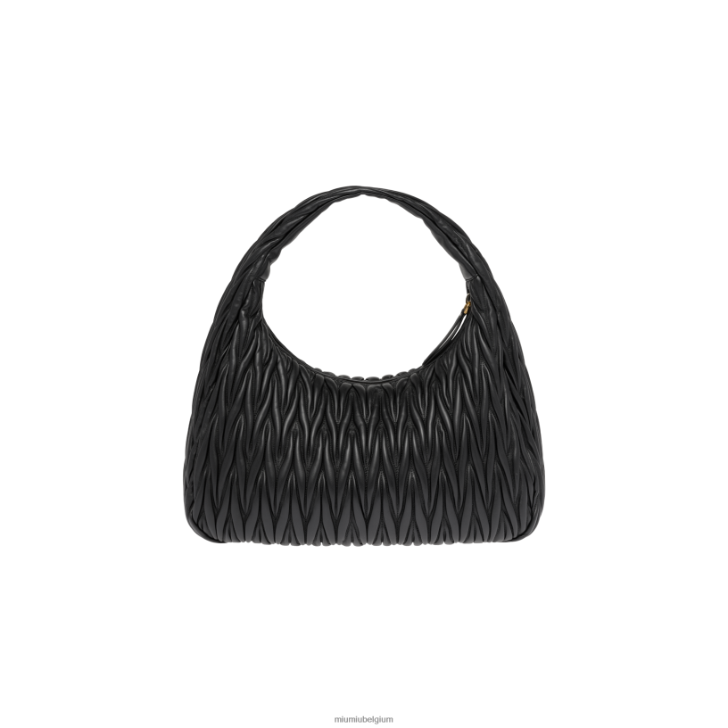 Miu Miu zwartdwaal gematelasseerde nappa lederen hobo tas N8F6L28 verzameling
