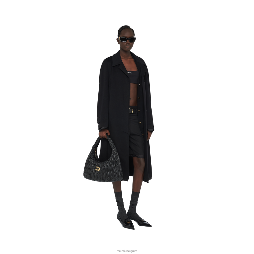 Miu Miu zwartdwaal gematelasseerde nappa lederen hobo tas N8F6L28 verzameling