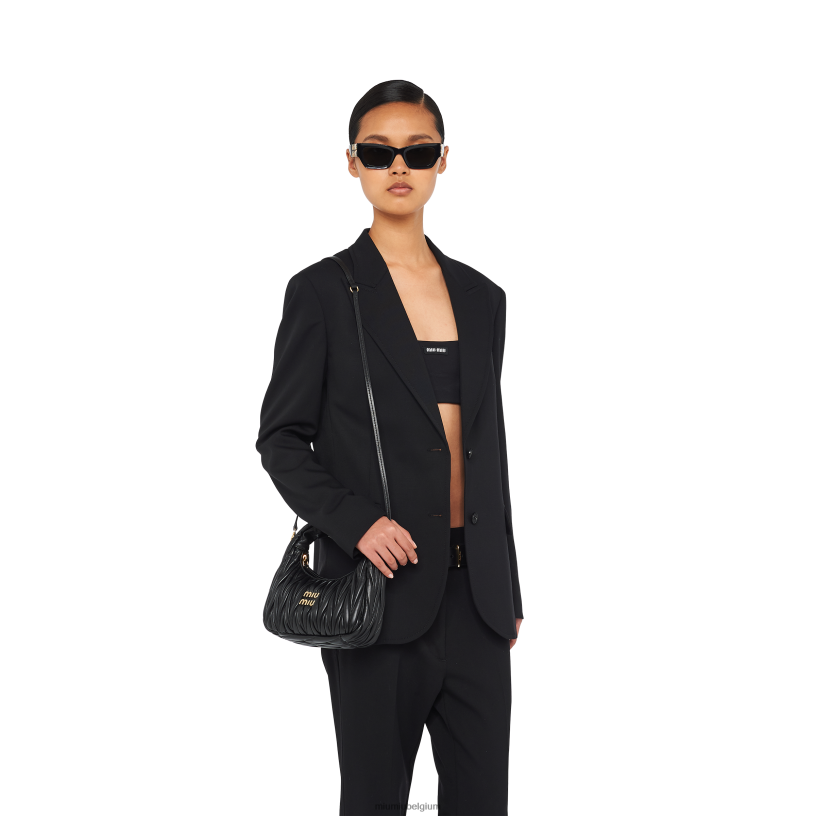 Miu Miu zwartdwaal matelasse mini hobo tas van nappaleer N8F6L16 verzameling