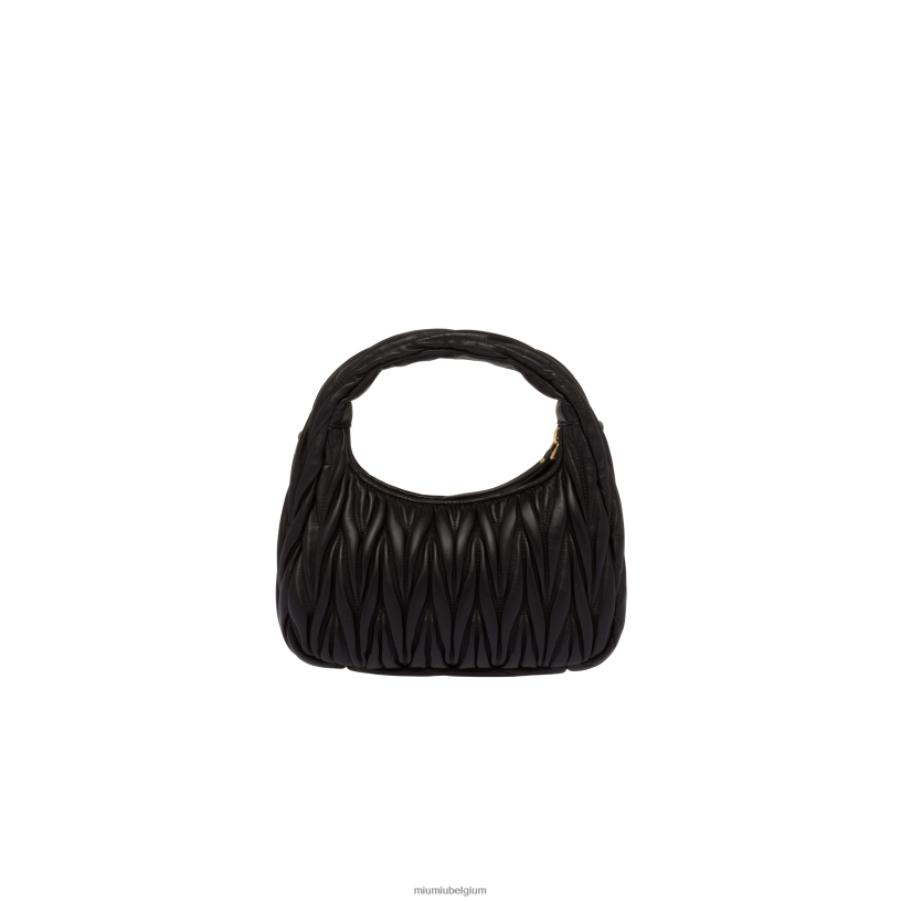 Miu Miu zwartdwaal matelasse mini hobo tas van nappaleer N8F6L16 verzameling