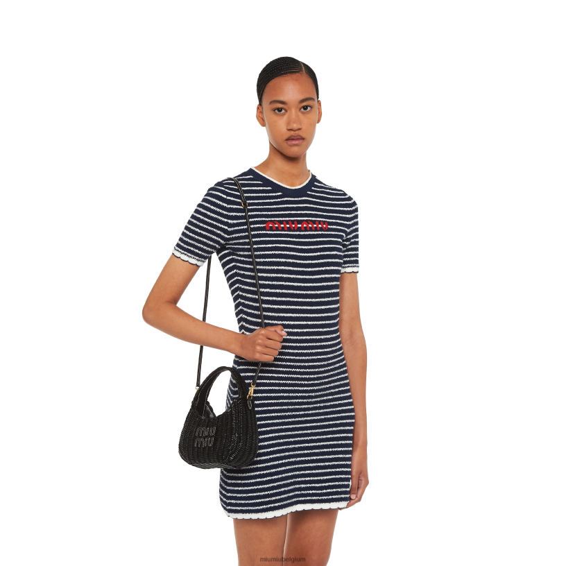 Miu Miu zwartdwaal rieten handtas N8F6L23 verzameling