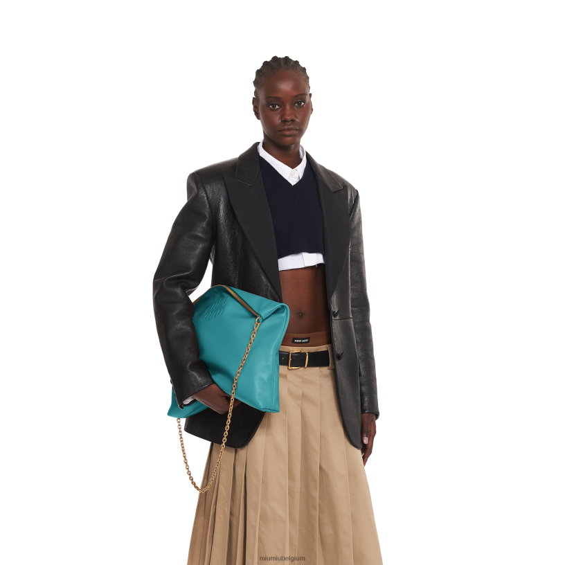 Miu Miu Pauw blauwleren schoudertas N8F6L97 verzameling