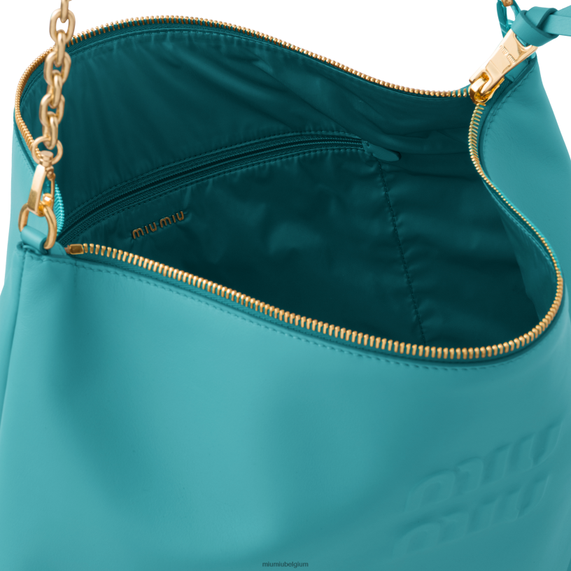 Miu Miu Pauw blauwleren schoudertas N8F6L97 verzameling