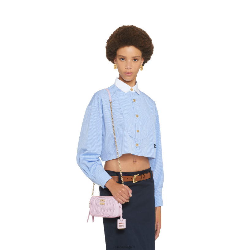 Miu Miu albast rozegematelasseerde mini-tas van nappaleer N8F6L83 verzameling