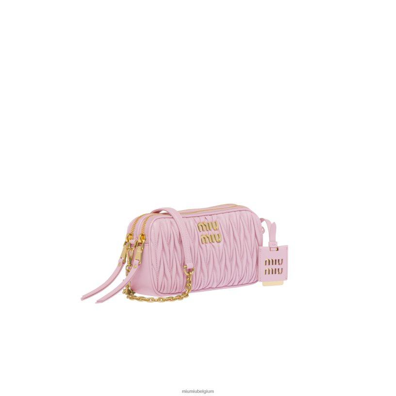 Miu Miu albast rozegematelasseerde mini-tas van nappaleer N8F6L83 verzameling