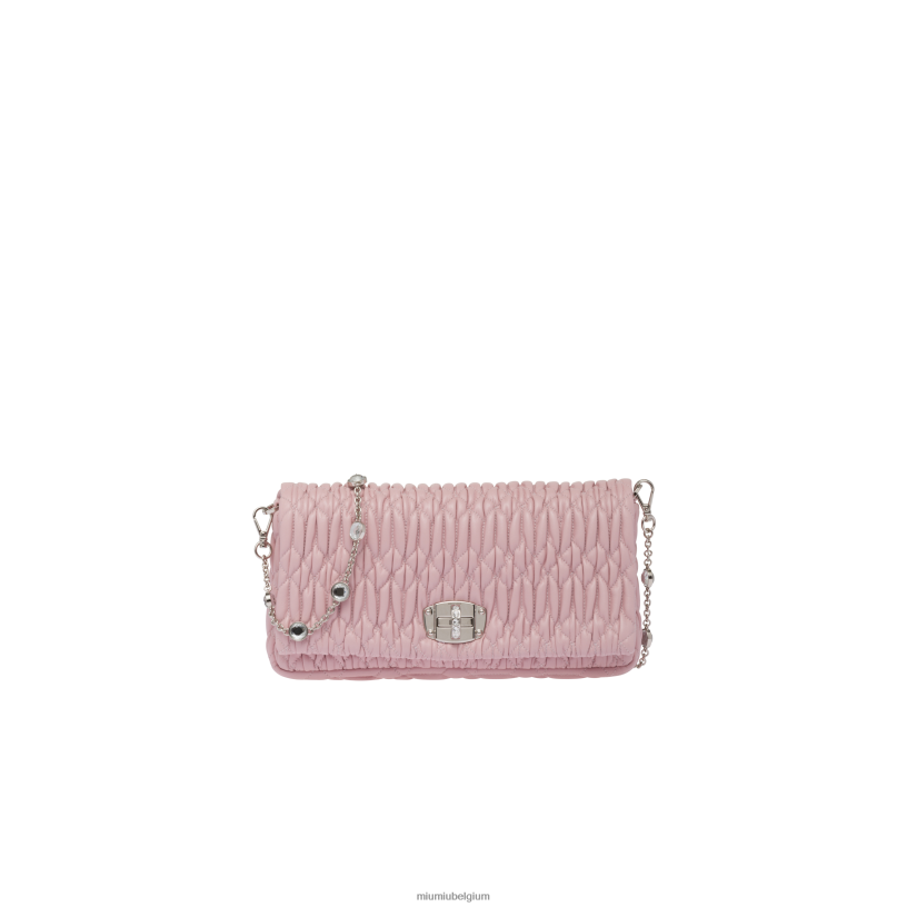 Miu Miu albast rozekristallen cloque nappa lederen tas N8F6L104 verzameling