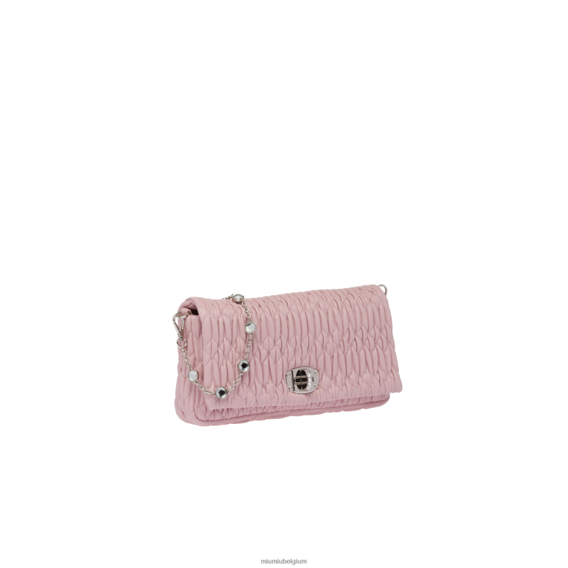 Miu Miu albast rozekristallen cloque nappa lederen tas N8F6L104 verzameling
