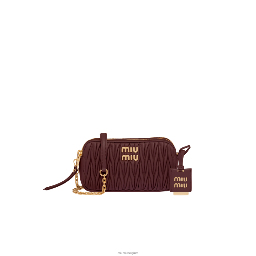 Miu Miu amarant rood/maïs geelgematelasseerde mini-tas van nappaleer N8F6L81 verzameling