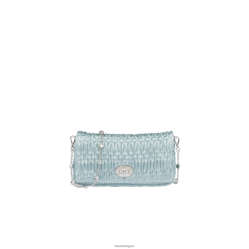 Miu Miu blauw meerkristallen satijnen zak N8F6L109 verzameling