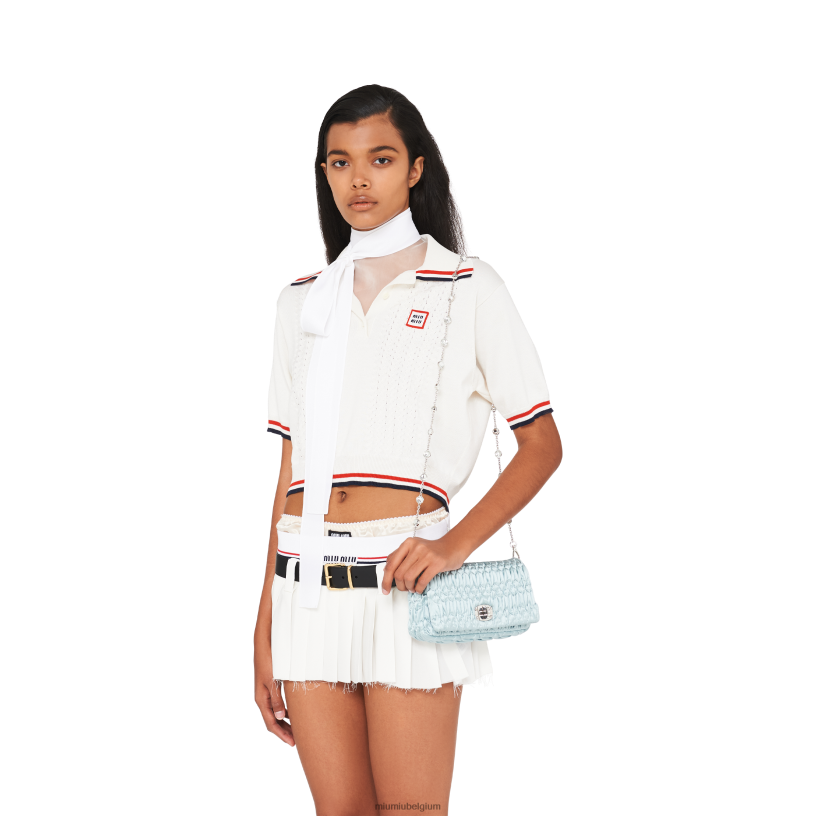 Miu Miu blauw meerkristallen satijnen zak N8F6L109 verzameling