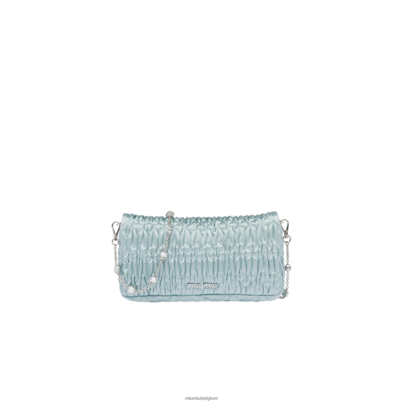 Miu Miu blauw meerkristallen satijnen zak N8F6L109 verzameling
