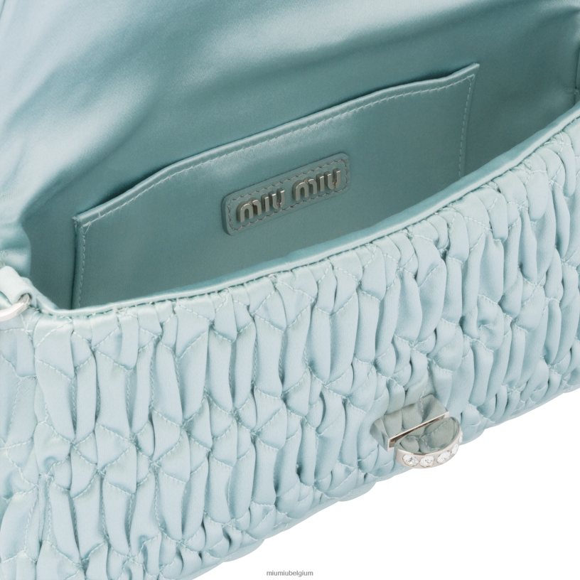 Miu Miu blauw meerkristallen satijnen zak N8F6L109 verzameling