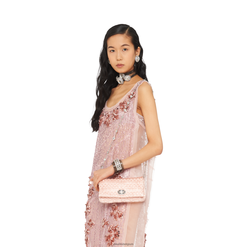 Miu Miu orchidee rozekristallen satijnen zak N8F6L110 verzameling