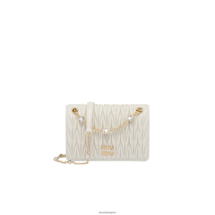 Miu Miu witgematelasseerde mini-tas van nappaleer N8F6L113 verzameling