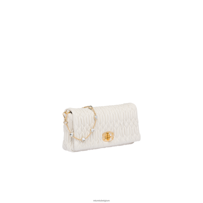 Miu Miu witkristallen cloque nappa lederen tas N8F6L106 verzameling
