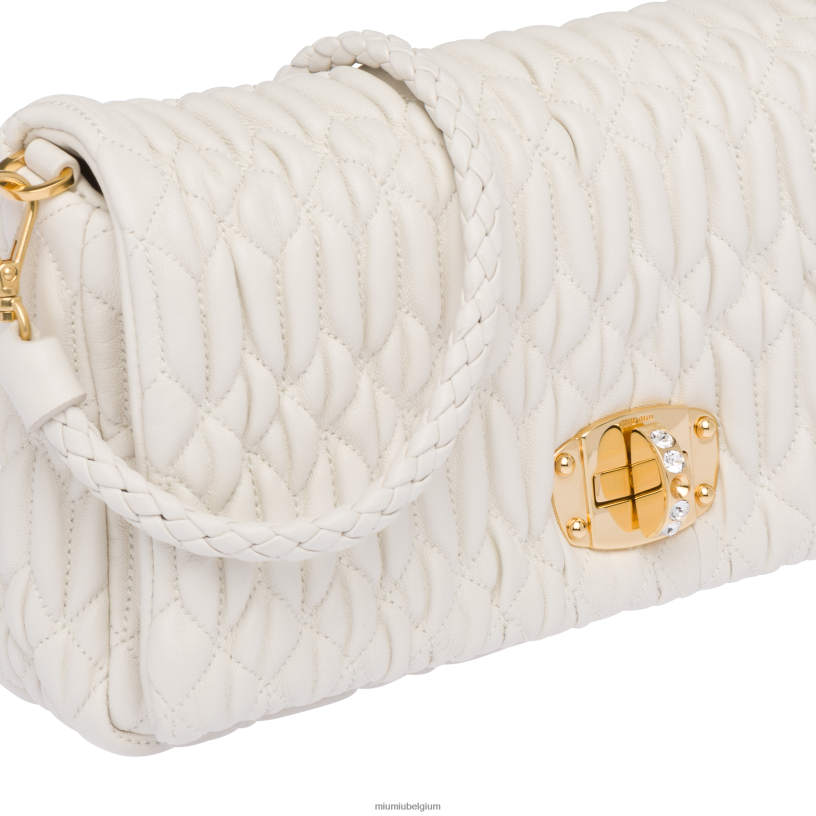 Miu Miu witkristallen cloque nappa lederen tas N8F6L106 verzameling