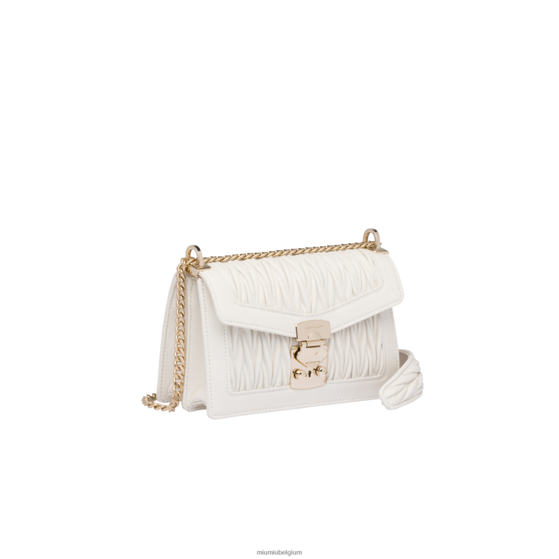 Miu Miu witvertrouwelijk gematelasseerde nappa lederen tas N8F6L114 verzameling