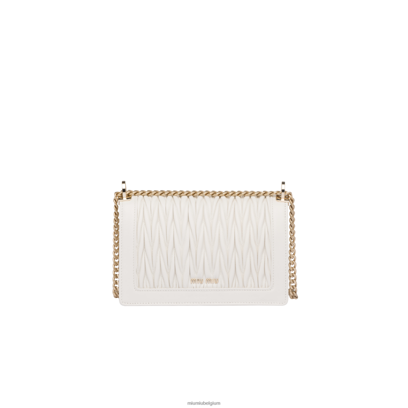 Miu Miu witvertrouwelijk gematelasseerde nappa lederen tas N8F6L114 verzameling