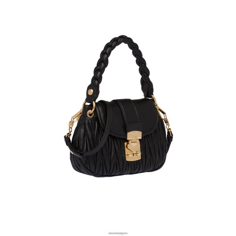 Miu Miu zwarthandtas van gematelasseerd nappaleer N8F6L119 verzameling