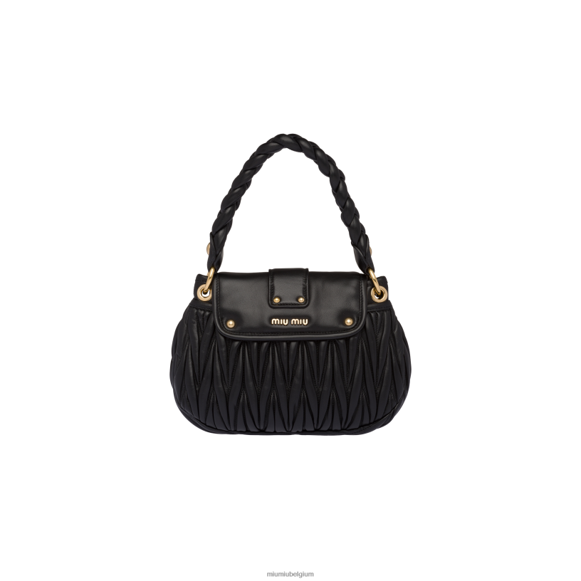 Miu Miu zwarthandtas van gematelasseerd nappaleer N8F6L119 verzameling