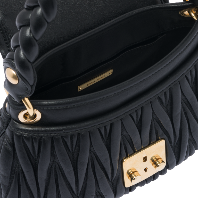 Miu Miu zwarthandtas van gematelasseerd nappaleer N8F6L119 verzameling