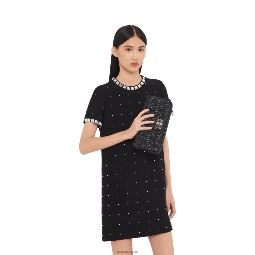 Miu Miu zwarticonische kristallen cloque nappaleren tas N8F6L107 verzameling