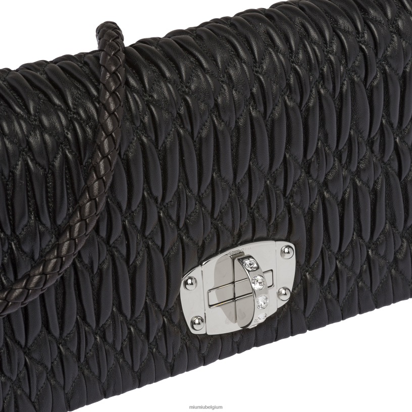 Miu Miu zwarticonische kristallen cloque nappaleren tas N8F6L107 verzameling